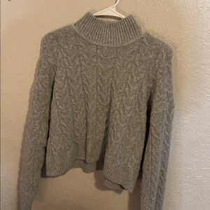 Cozy Gray Cable Knit Sweater